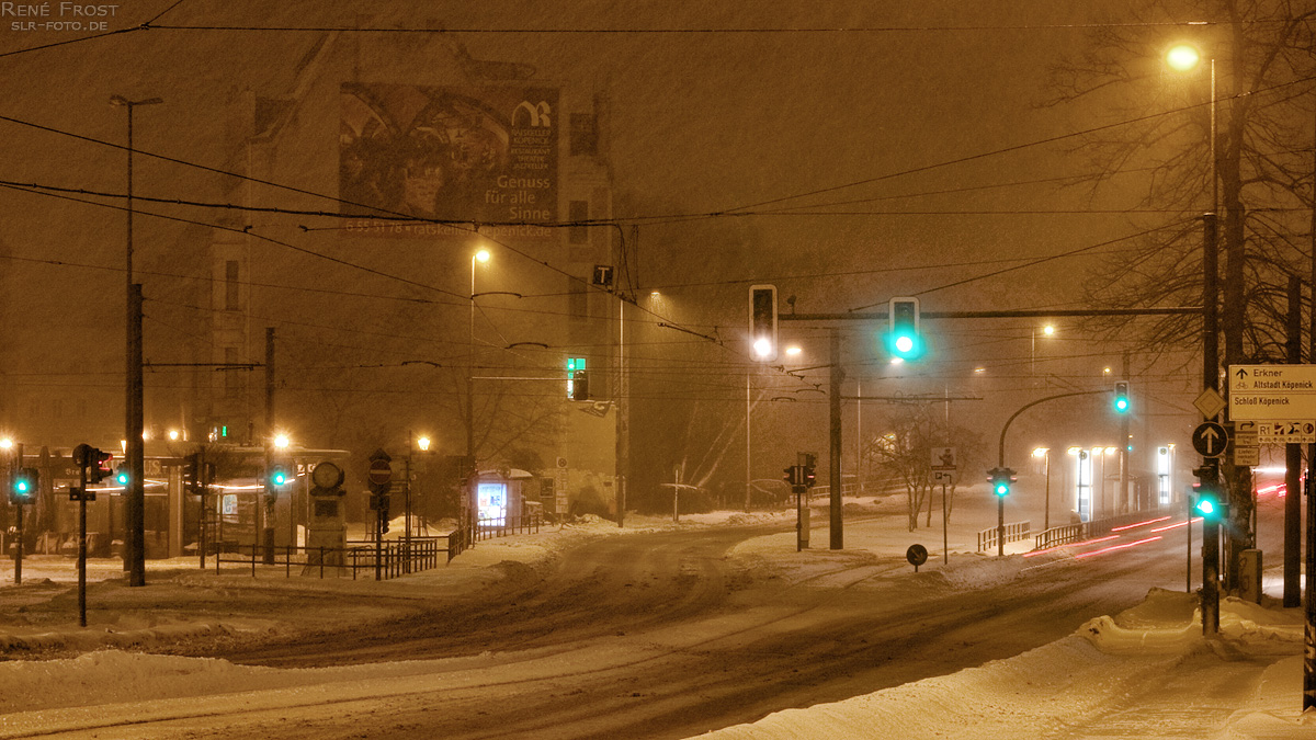 Schneetreiben in der Köpenicker Altstadt