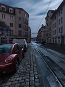 Altstadt Köpenick ohne Straßenbeleuchtung bei Vollmond