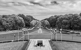 Straße des 17. Juni und Tiergarten am Großen Stern (s/w)