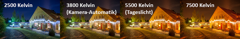 Mit verschiedenen Farbtemperaturen entwickelte Aufnahme